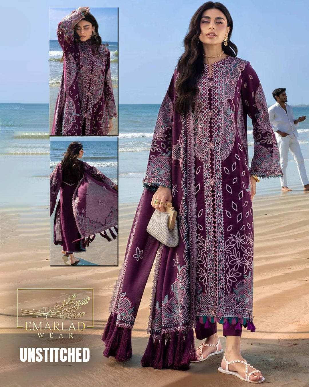 Sirene by Mahnur Dark Purple Luxury Lawn Suit 2026 – 3PC Embroidered Dress