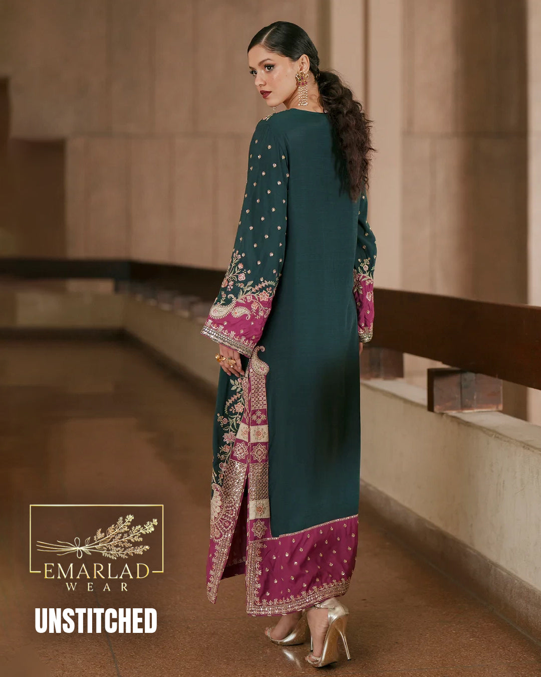 Ethnic Luxury Green Pink Kaftan Collection 2026 EK-E1098-26
