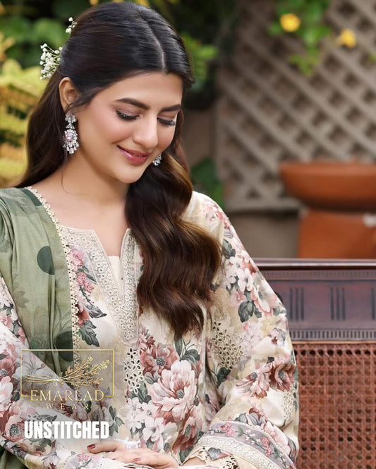 Aneelas Skin Lawn Suit 2026 – 3PC Dress with Embroidered Chiffon Dupatta