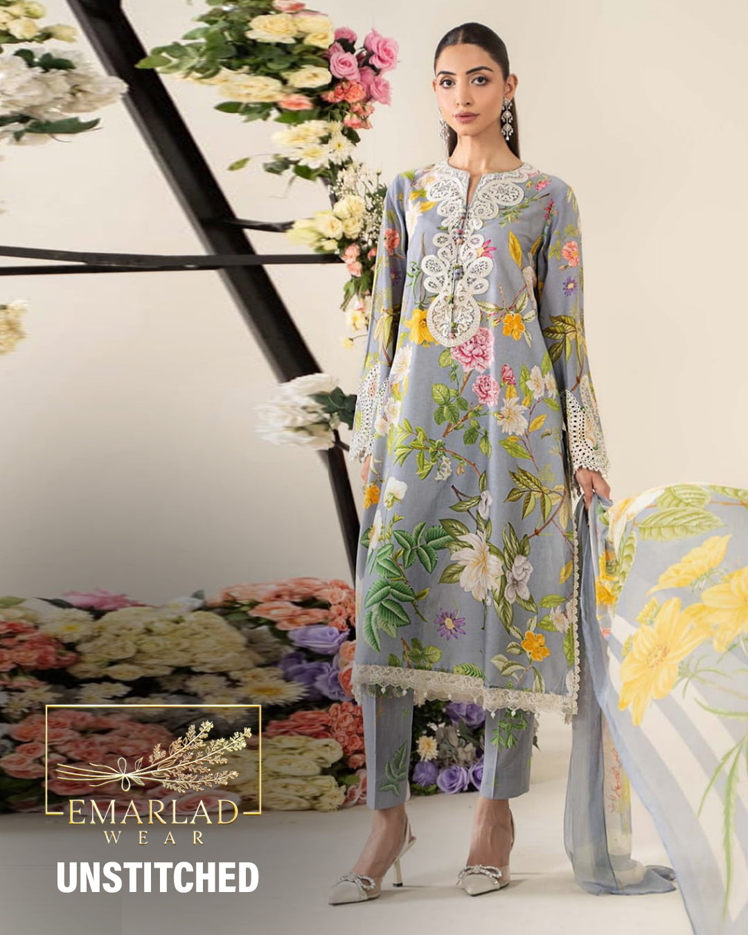 Maria B MPS-2604-A | Grey - Printed Lawn Collection