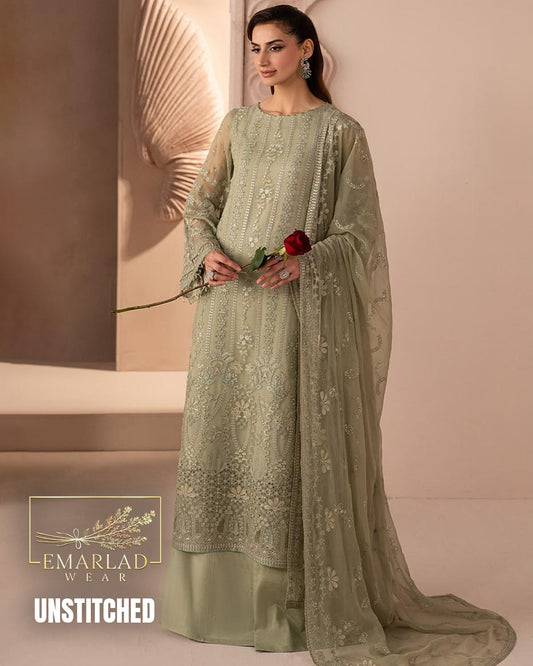 Zarish Atelier Pistachio Grace Luxury Chiffon Suit Design 2574