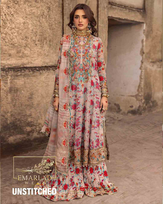 Charizma | Grey - Embroidered Digital Chiffon Collection