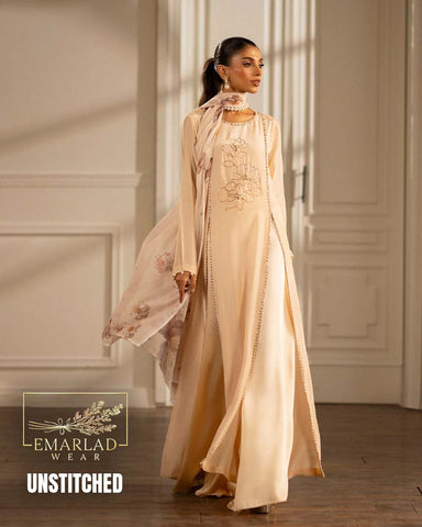 Lulusar Raw Silk Embroidered Suit – Skin Color