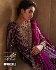 Kanwal Malik Semi Pure Chiffon Embroidered 3 Piece Suit | Dark Shocking Pink