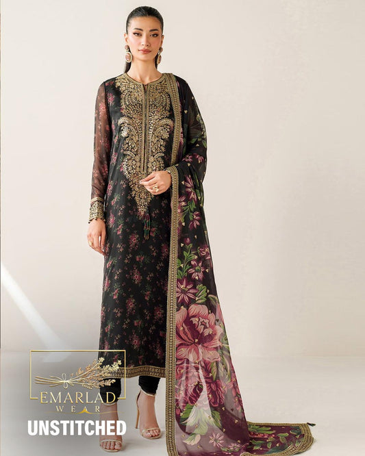 Jazmin | Black - Lawn Collection