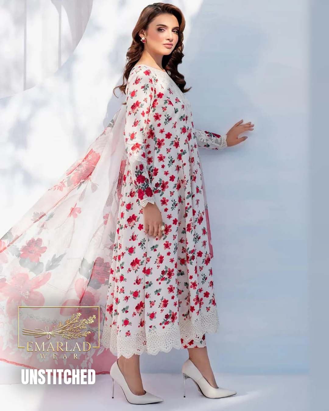 Baroque Printed Lawn Suit with Chiffon Embroidered Dupatta (M-7)