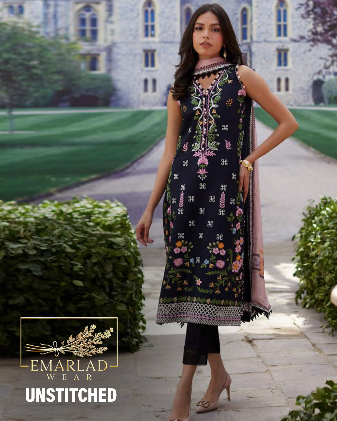 Mina Hasan | Black - Lawn Cotton Collection