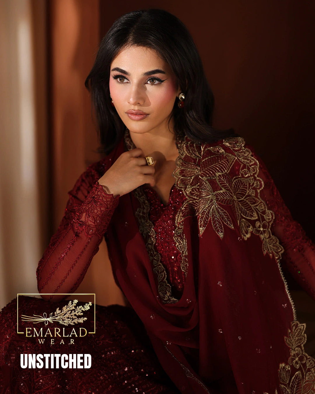 Azure Chiffon Partywear 3 Piece Embroidered Suit NC-27