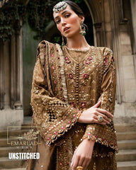MB Wedding Collection 2025 Raw Silk Embroidered Dress with Organza Dupatta