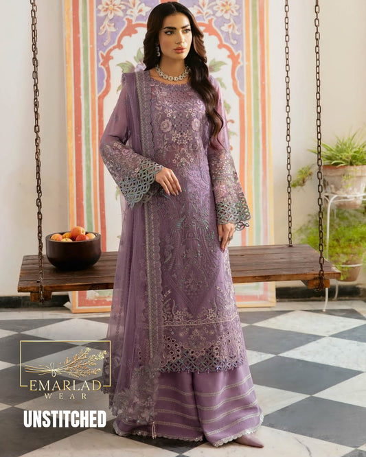 Ramsha Unstitched Replica Chiffon Dress with Malai Trouser