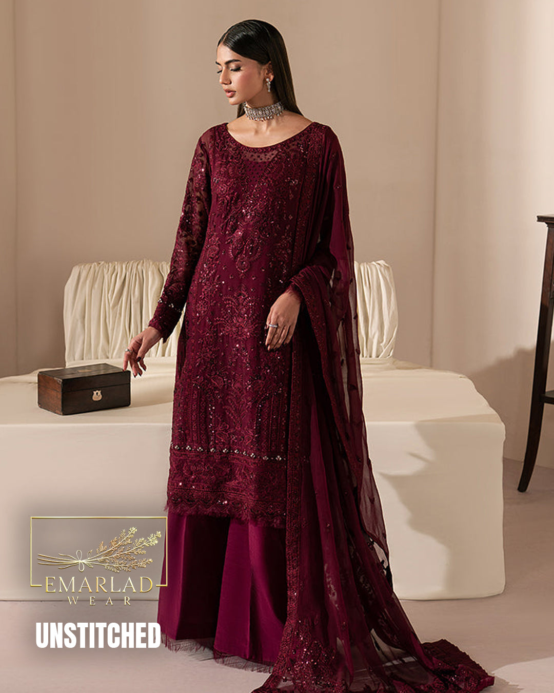 Gulal EC-26-110 Chiffon & Sharmoz Embroidered 3 Piece Suit