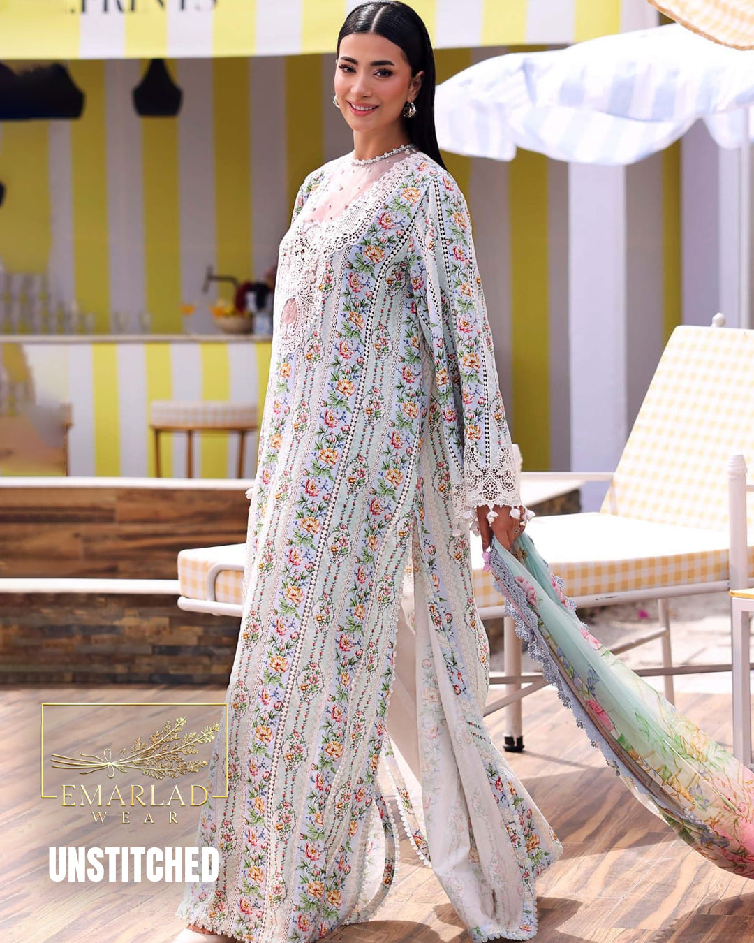 Maria.B MPT-3010-AB Sky Blue Lining (Nisa) Lawn & Chiffon Replica – Premium 3 Piece Suit