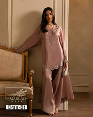Lulusar Raw Silk Suit – T-Pink | Embroidered with Handwork