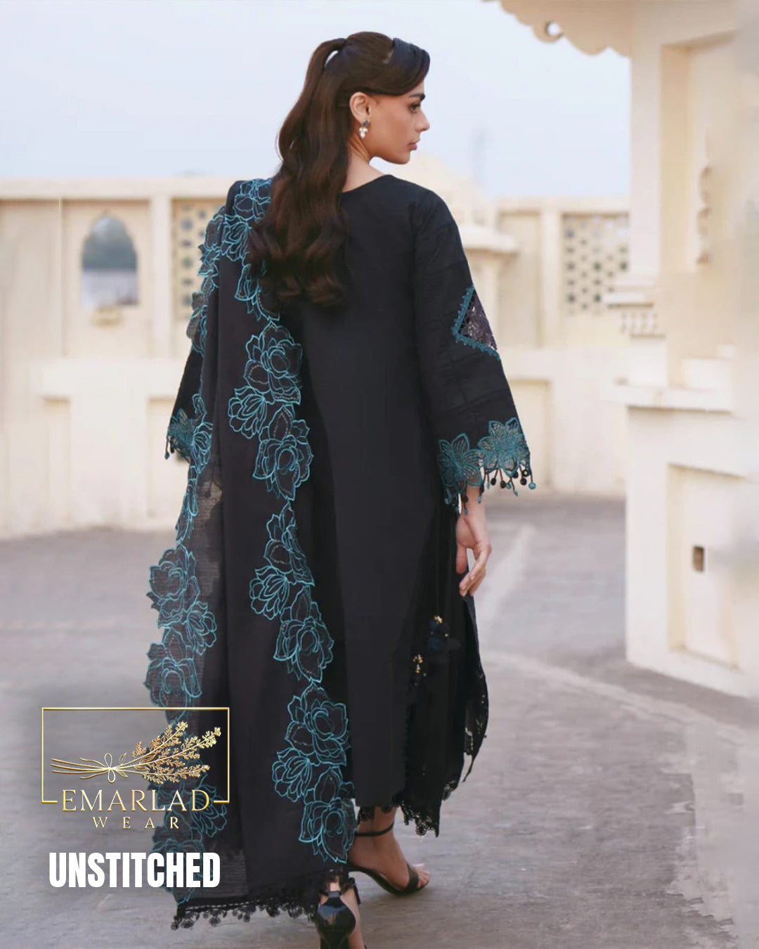 Parishay Shangrila Luxury Lawn 2026 SLA-03 Black & Blue Unstitched Suit Online in Pakistan
