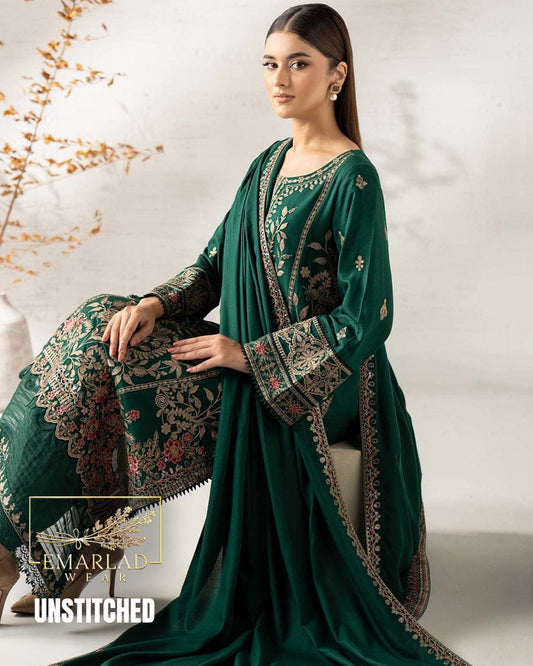 Maria B Green Lawn Chiffon Suit 2026 – Embroidered 3PC Dress with Ready Dupatta