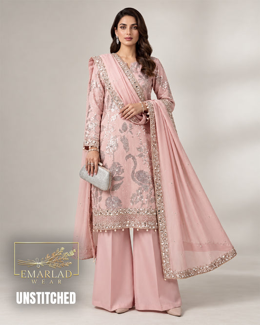 Emarlad Pret Chiffon Sequin Embroidered 3 Piece Unstitched Suit