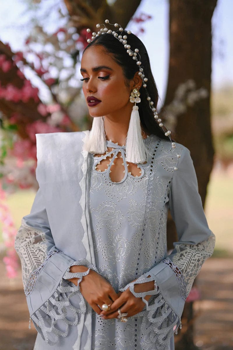 Qalamkar Grey Luxury Lawn Embroidery Collection