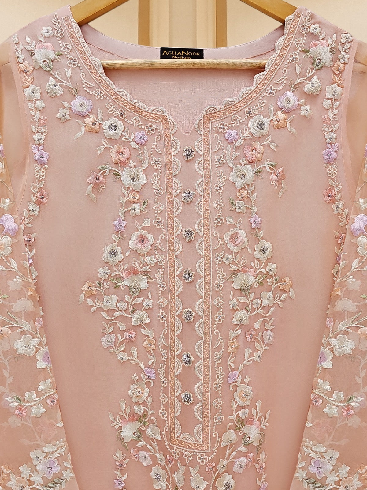 Agha Noor - Organza - Peach