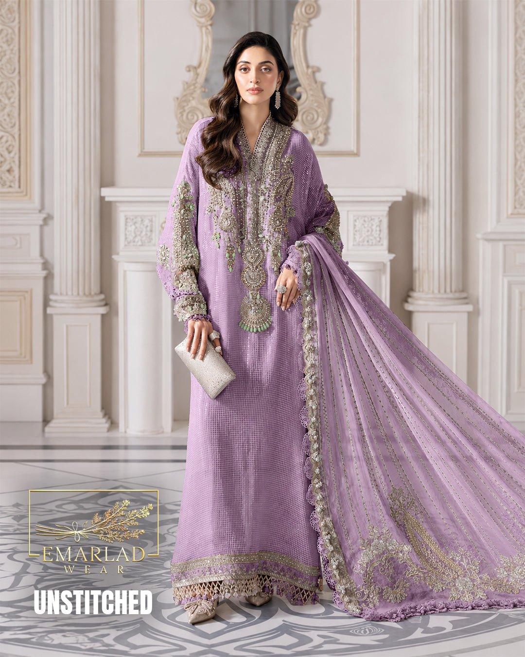 Maria B BD-3005 Purple Luxury Lawn Embroidered Suit | 3PC Designer Collection | Emarladwear