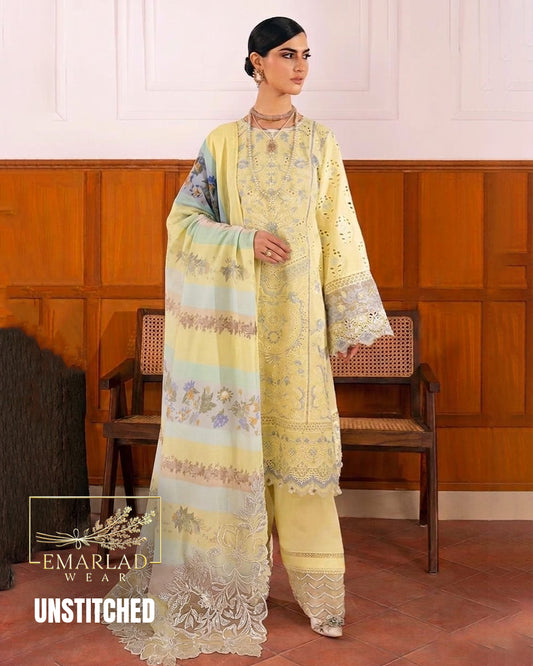 Baroque Lemon Yellow Cotton Chickenkari Collection for Women
