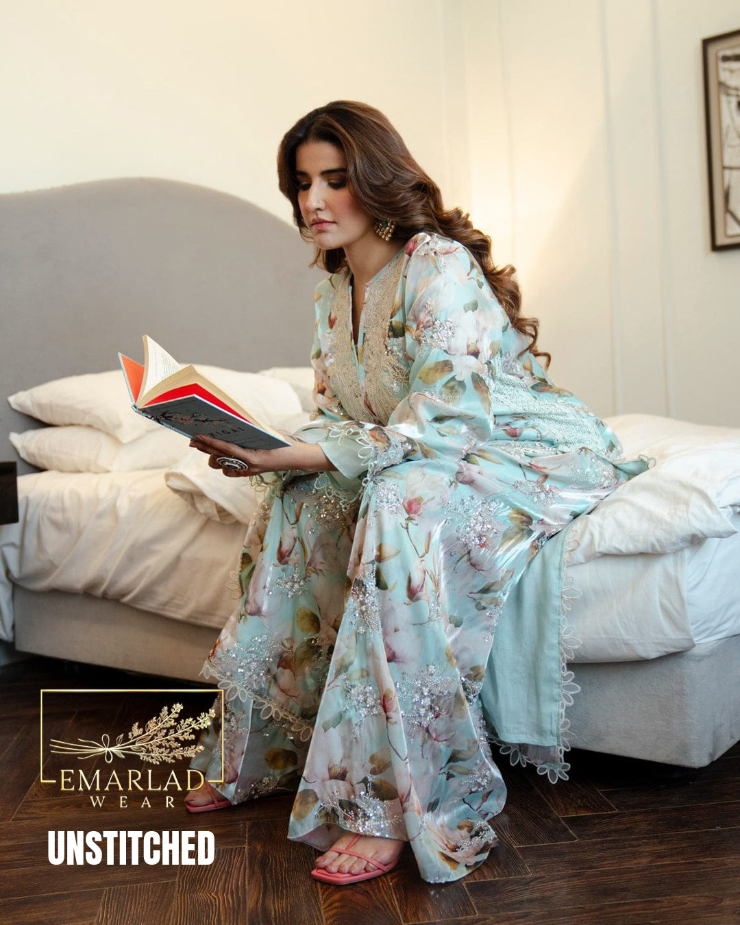 Aneela’s Luxury Lawn Sky Blue Embroidered Suit with Chiffon Dupatta – Ready to Wear