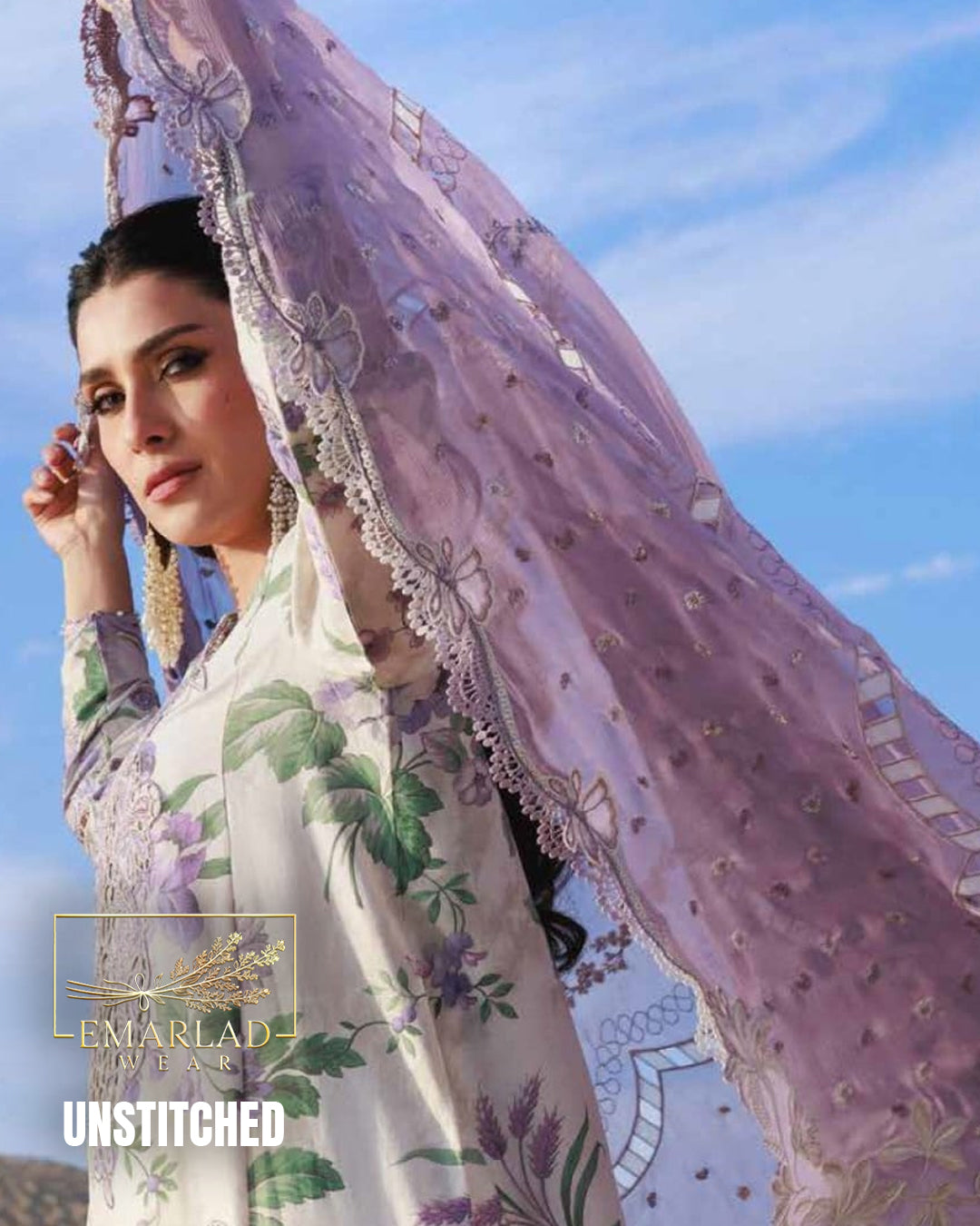 NUREH NE-231 Lawn & Chiffon Unstitched Suit Online in Pakistan