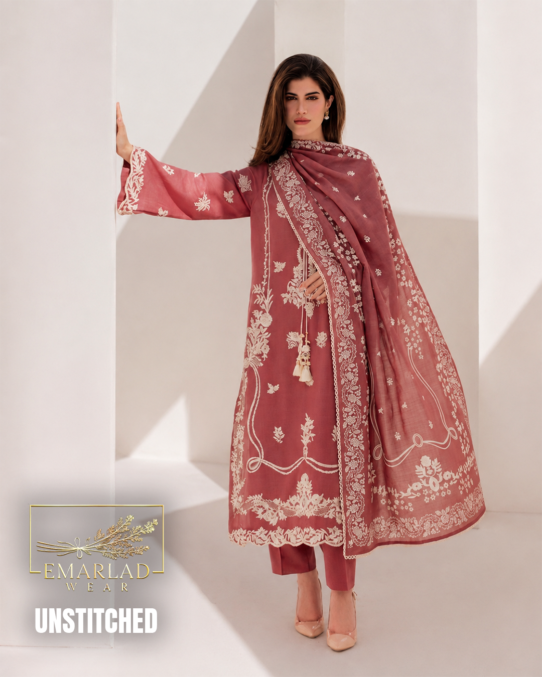 T-Pink Dhanak Winter Collection 3 Piece Unstitched Suit
