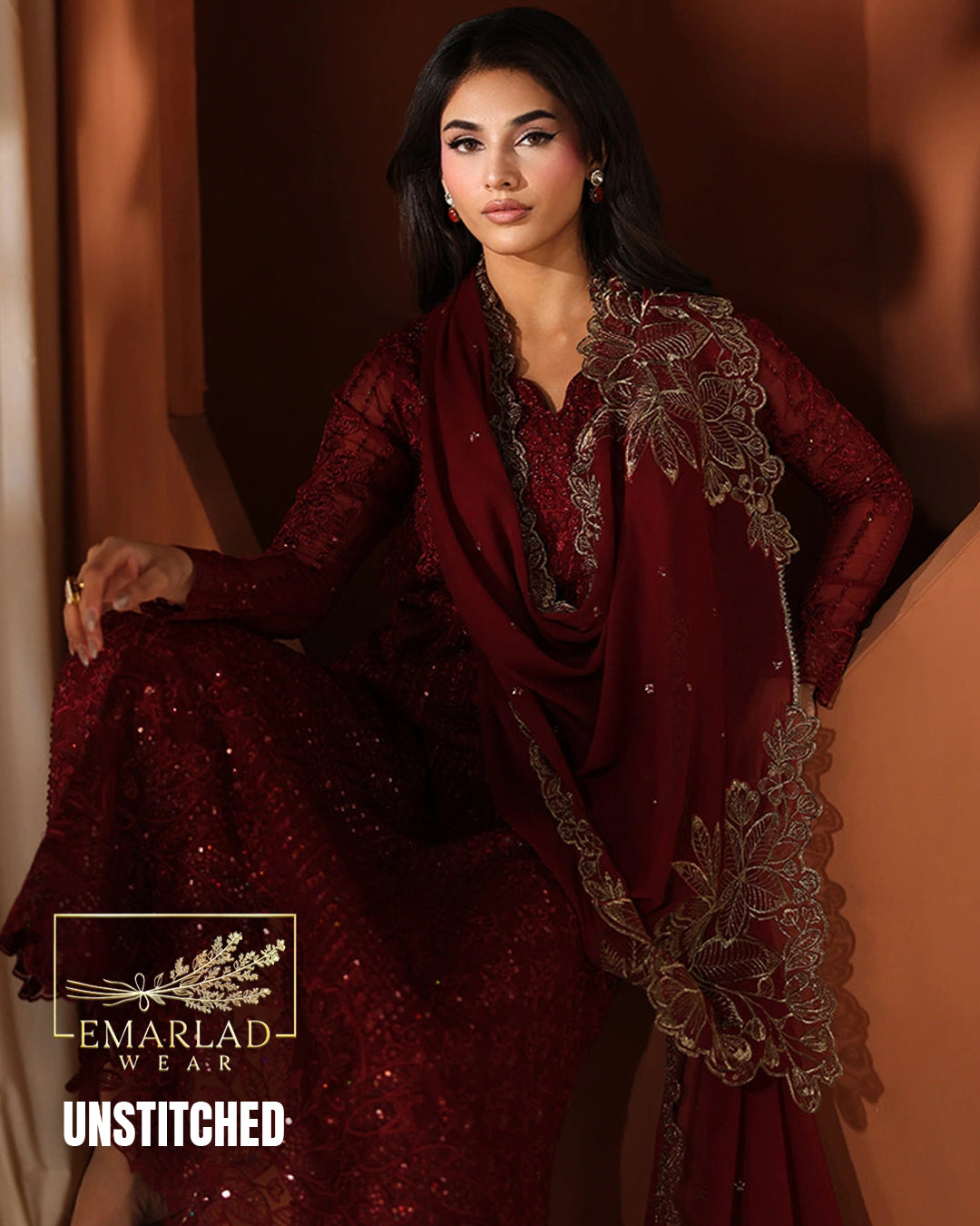 Azure Chiffon Partywear 3 Piece Embroidered Suit NC-27