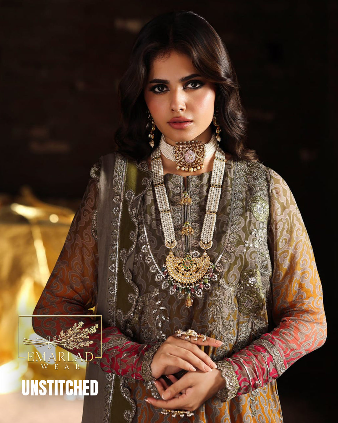 Charizma Luxury Digital Chiffon Tie & Dye Diamond Suit – 3 Piece