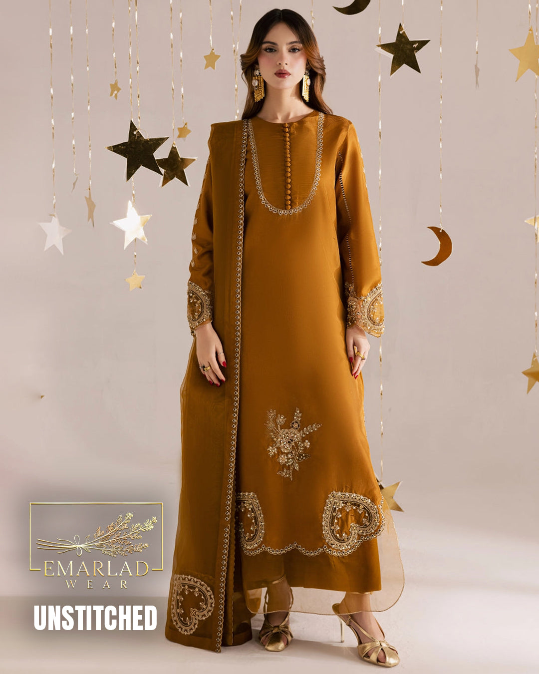 2026 Shesha Silk Embroidered Bridal Kaftan 3 Piece Suit Design 202
