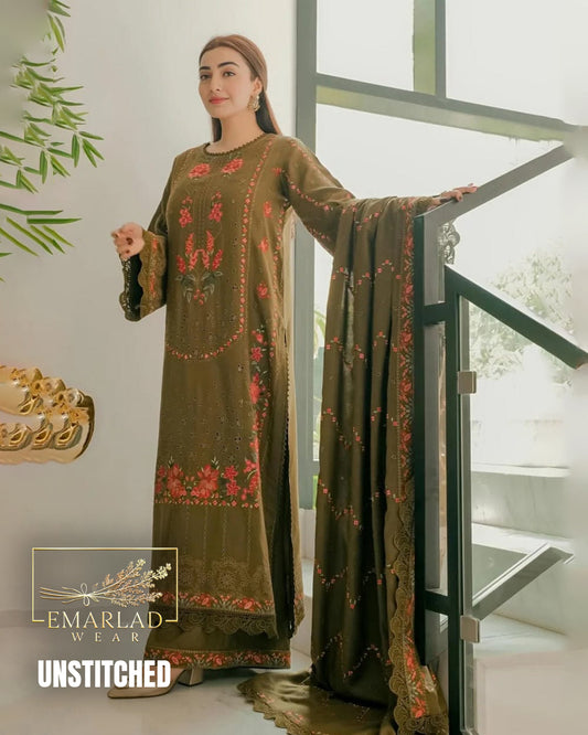 Aneelas Mustard Luxury Lawn 3PC Suit 2026 – Embroidered Unstitched Dress