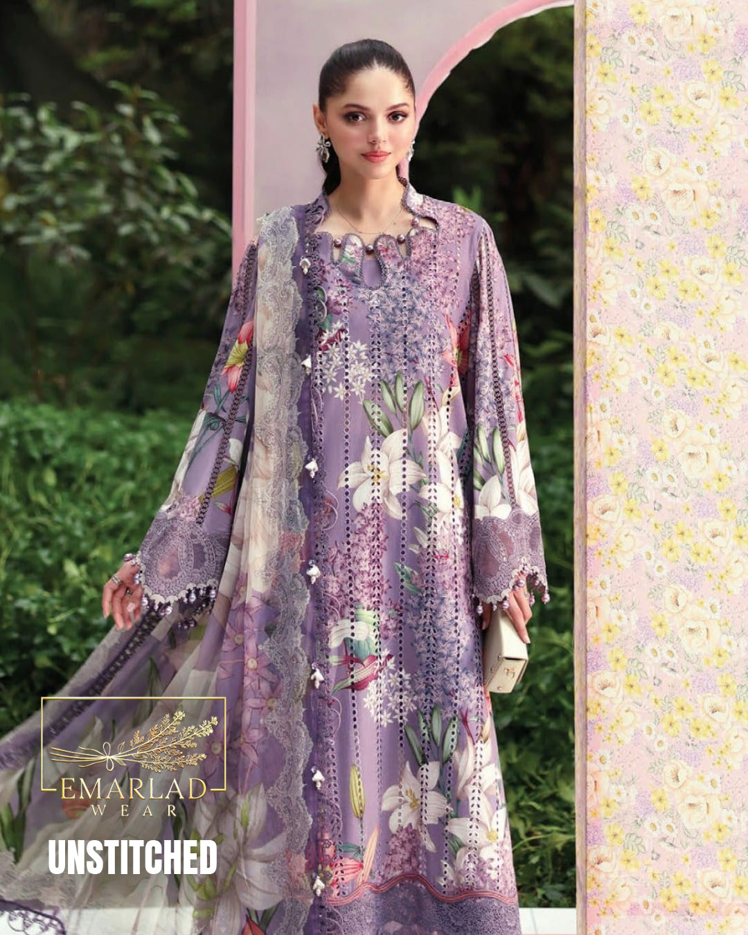 MARIA B M PRINT Vol-02 Purple Lawn Collection 2026 | Embroidered Chicken Kari 3PC Suit