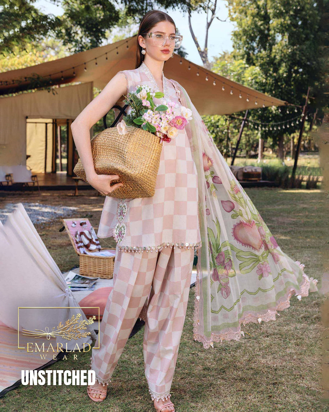 M.B M Print Lawn 2026 Pink Box 3PC Embroidered Suit | MBL-MPT-2906A/B