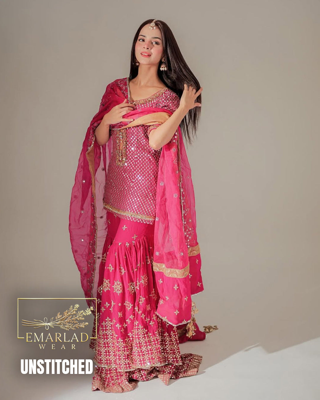 Yashma Gill Shocking Pink 5mm Sequin Embroidered Dress