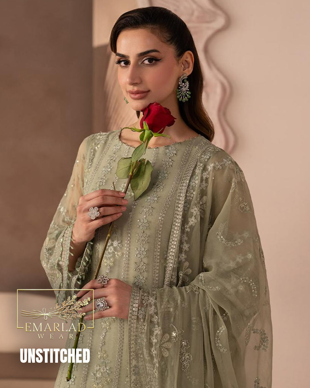 Zarish Atelier Pistachio Grace Luxury Chiffon Suit Design 2574