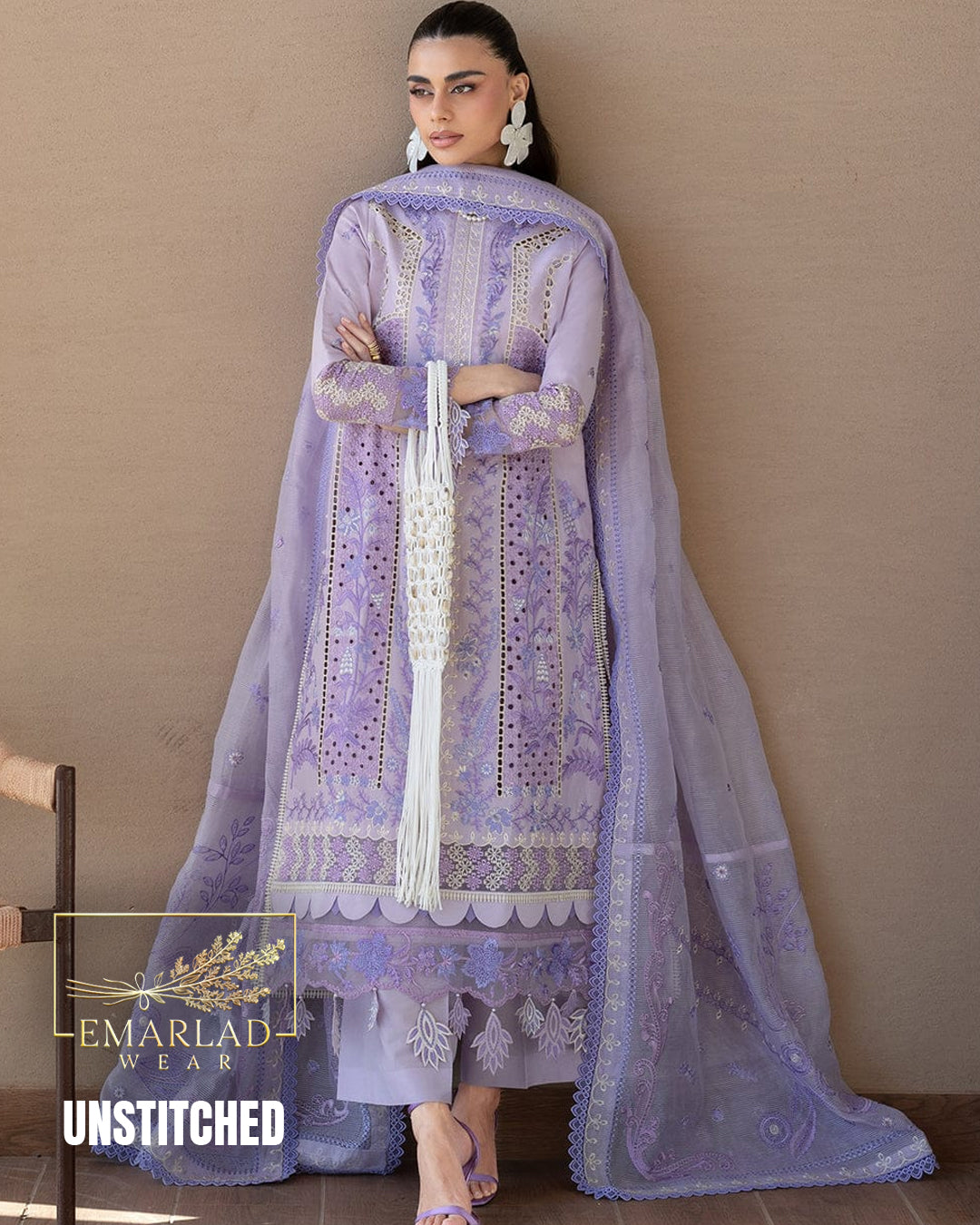 Serene by Mahnoor Lilic Purple Luxury Lawn 3 Piece Embroidered Suit