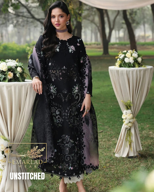 Sardina Luxury Lawn 3 Piece Embroidered Suit Black – Premium Designer Lawn Collection 2026