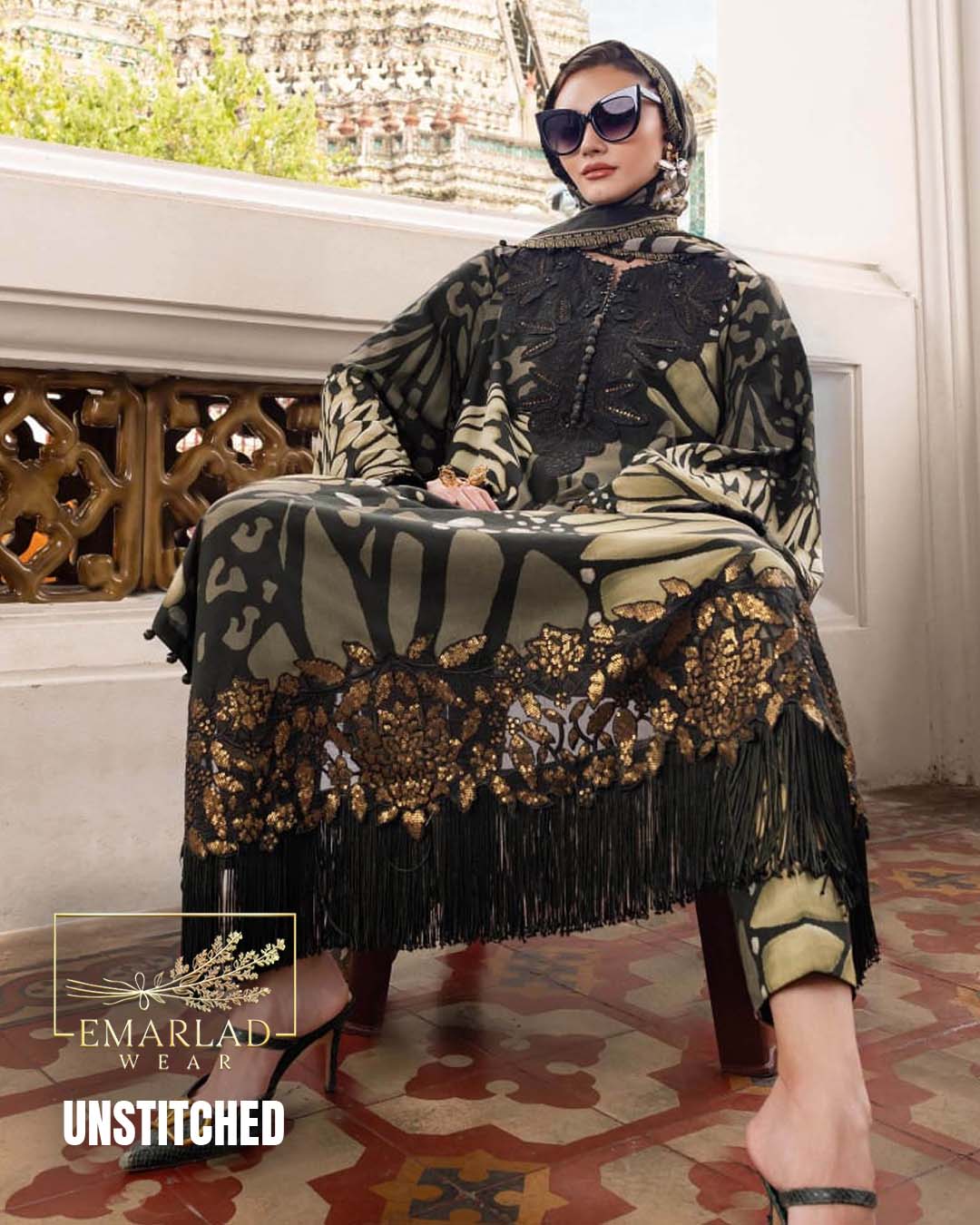 Maria B Golden Cheeta Lawn Suit with Chiffon Embroidered Dupatta – Emarlad  Wear