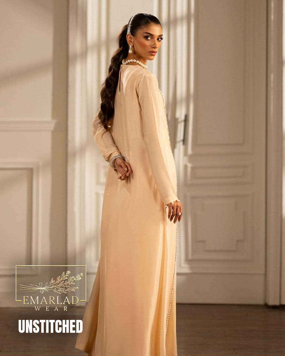 Lulusar Raw Silk Embroidered Suit – Skin Color – Emarlad Wear