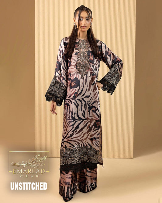 Adan Libas Cheeta Brown – Luxury Lawn with Embroidered Chiffon Dupatta