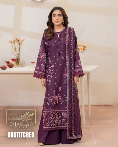 Imrozia Dark Purple Luxury Embroidered Lawn 3PC Suit