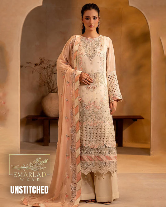 Maryams Embroidered Chiffon 3 Piece Suit Design 2581