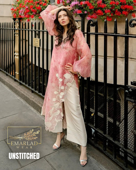Maira Khan Pink Organza Formal Collection Replica Suit