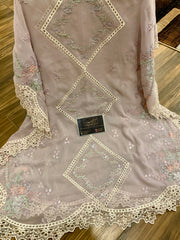 Maria B Unstitched Embroidered Semi Pure Chiffon Suit | MPC-24-106 - Baby Pink