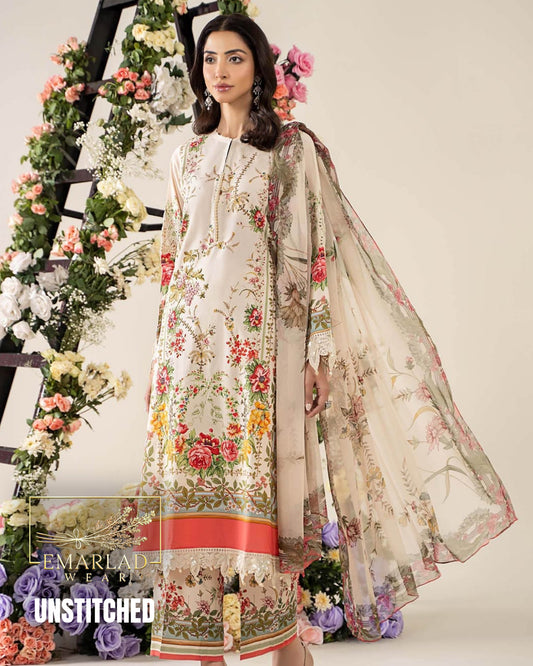 M.B M-Print Lawn 2025 Light Skin 3PC Embroidered Suit | Article MPT-2605A/B