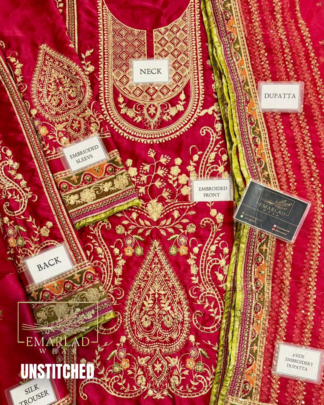 Aneelas - Tussel  Silk embroidered collection | Shocking Pink