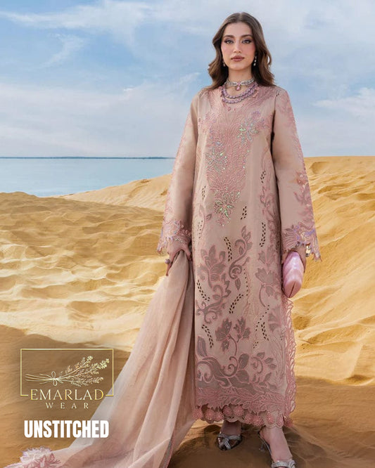 Rung Rasia Peach Luxury Lawn Embroidered 3PC Unstitched Suit RR-26-04 – Premium Summer Collection for Women