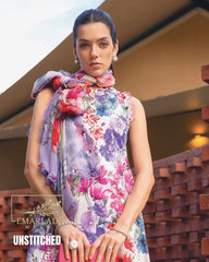 Maria B Floral White 3 Piece Printed Lawn Chicken Kari Embroidered Suit with Chiffon Dupatta