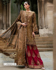 MB Wedding Collection 2025 Raw Silk Embroidered Dress with Organza Dupatta