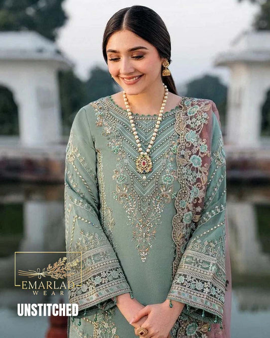 Imrozia Ice-Green Embroidered Chiffon Collection